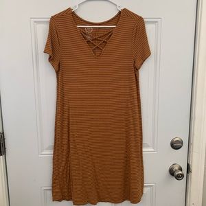 Cute burnt orange dress with black stripes